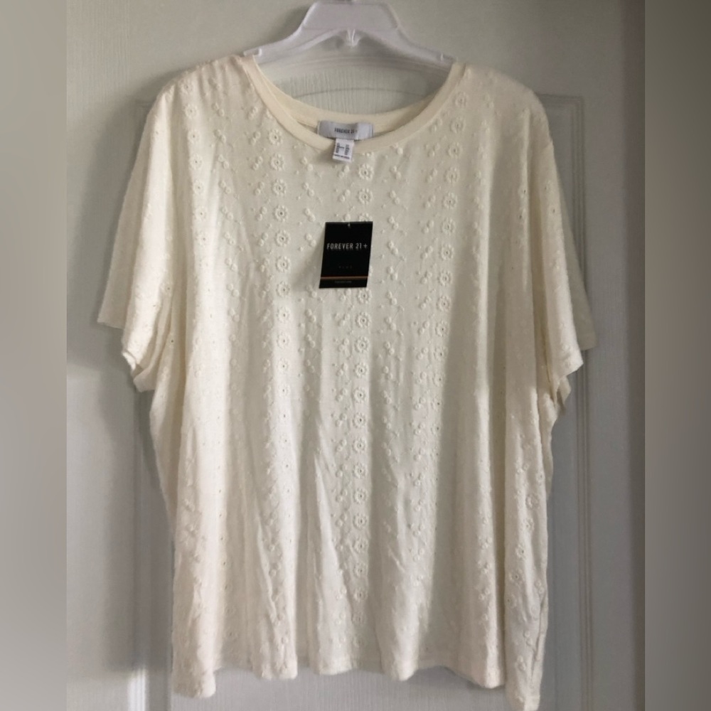 Forever 21 Cream Lace Eyelet Top